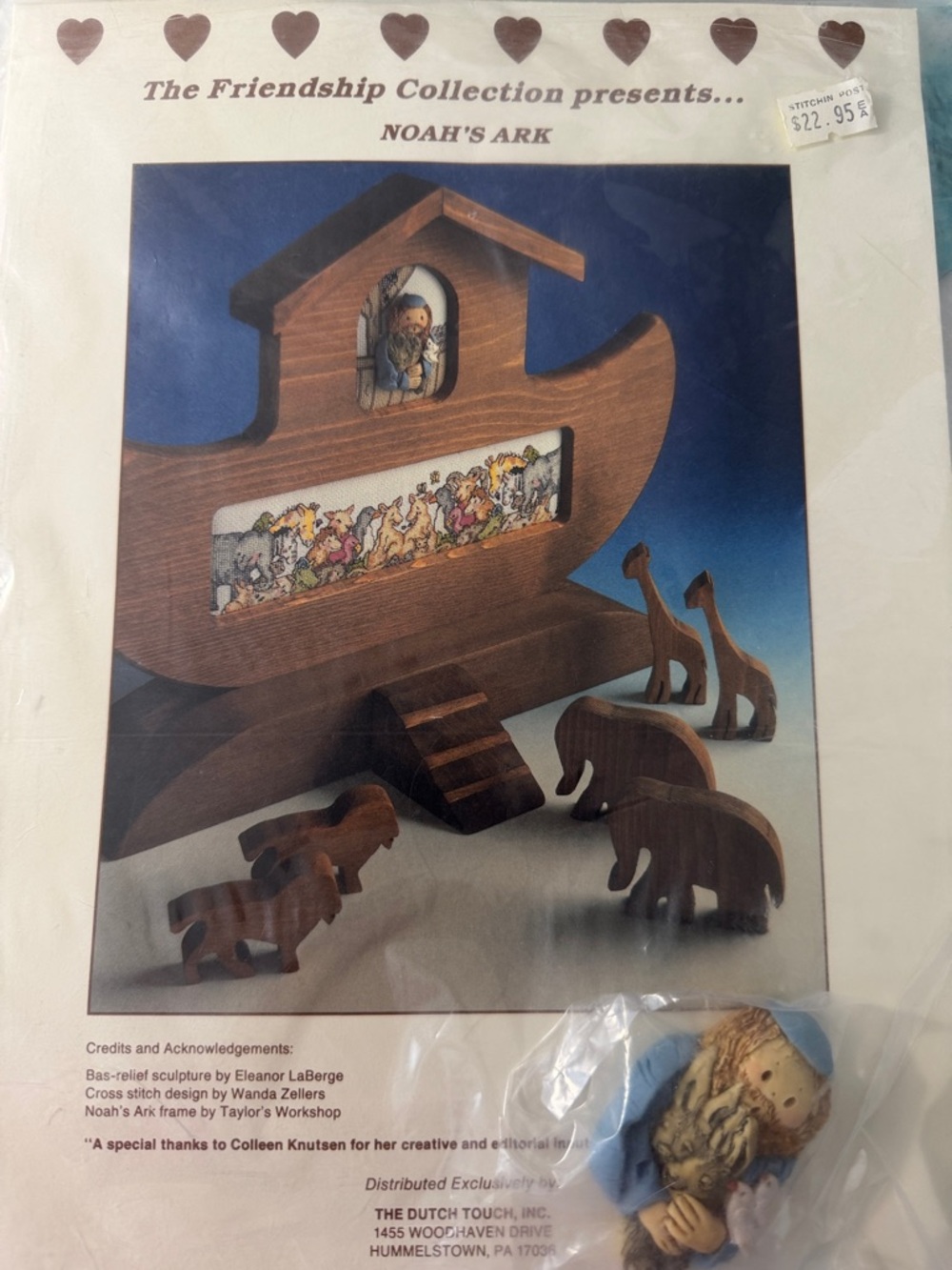 Noah's Ark cross stitch pattern with sculpture